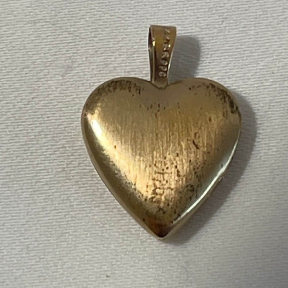 14K Gold‎ Filled Heart Locket Pendant Etched Diamond Cut Design - Picture 2 of 6